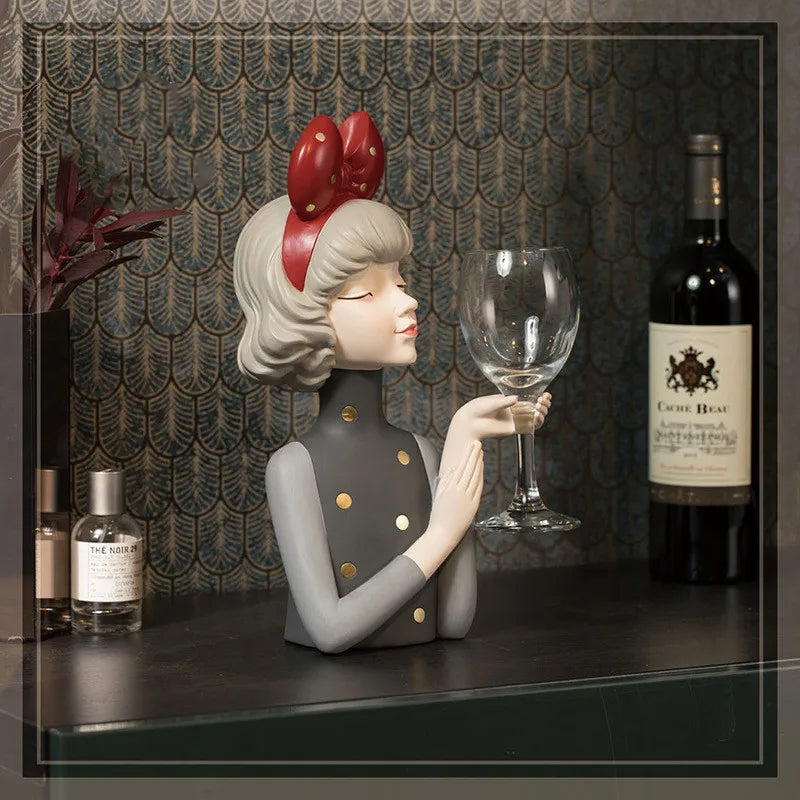Charming resin wine holder featuring a girl design, perfect for decor and wine enthusiasts-left