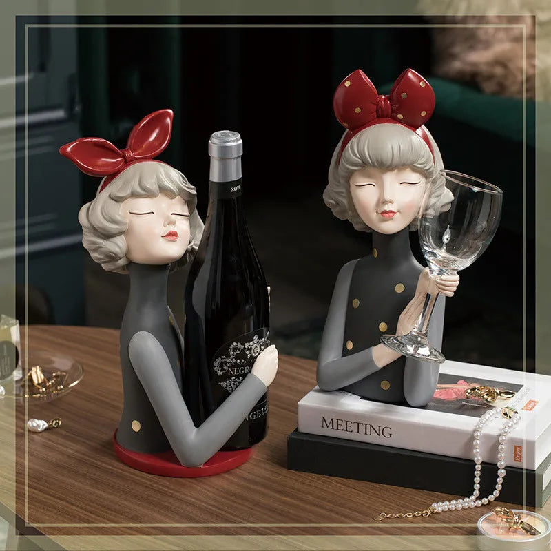 Charming resin wine holder featuring a girl design, perfect for decor and wine enthusiasts-types
