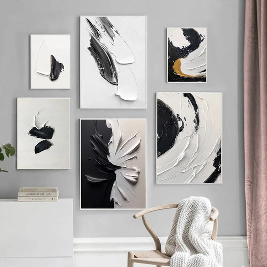3D black and white wall painting