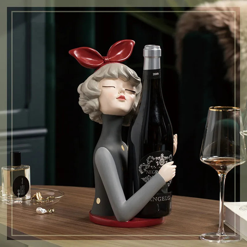 Charming resin wine holder featuring a girl design, perfect for decor and wine enthusiasts-right